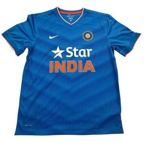 Nike India National Cricket Team Jersey Mens XL Blue Cricket Dri Fit BCCI Star